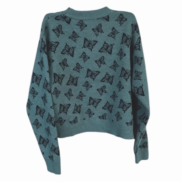 NWT Coquette girl butterfly sweater green with black butterflies dark academia - Picture 8 of 8